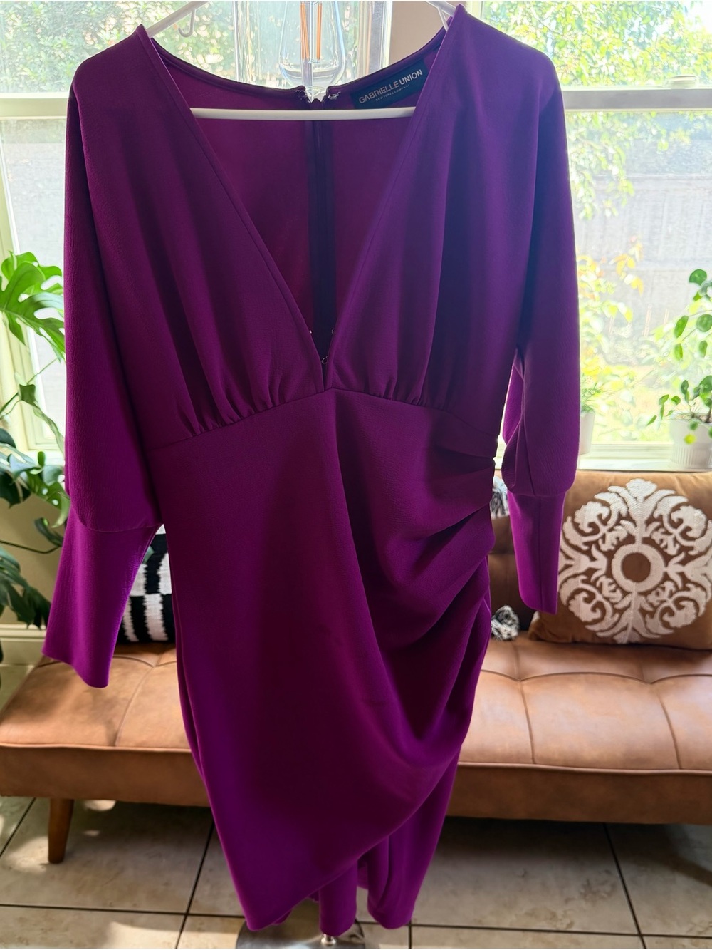 New York & Company One-Shoulder Plum Dress